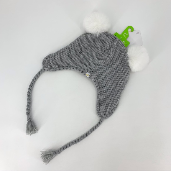 Hot Paws NWT Toddlers’ Grey Knit Toque with White PomPoms, 2 - 3 Years - Picture 2 of 14